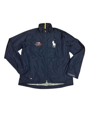 RLX RALPH LAUREN US OPEN 2007 Windbreaker Jacket Blue Full Zip Big Pony Womens M